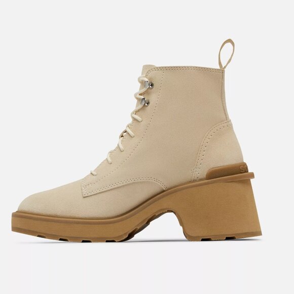 NEW SOREL Leather Hi Line Heel Lace Boots ceramic for women 825 7s3 - Picture 7 of 9